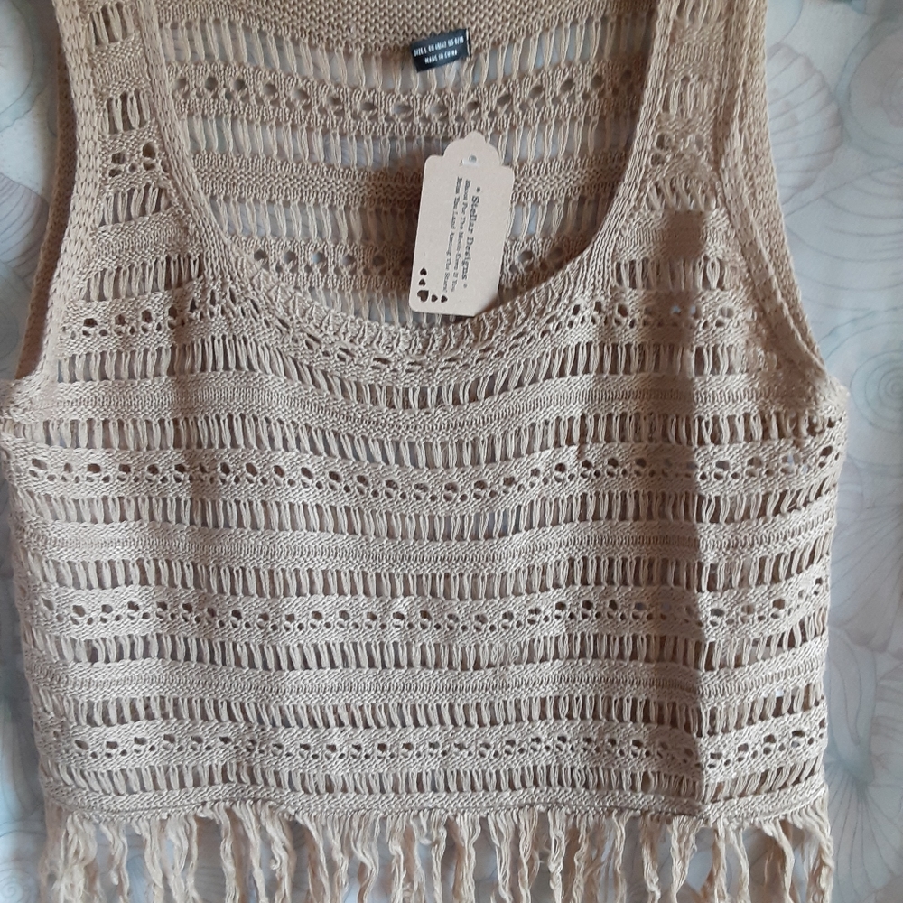 Knitted Boho Fringe Tank Top - Picture 7 of 7